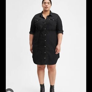 Levi's Black Button-Up Shirt Dress 1X